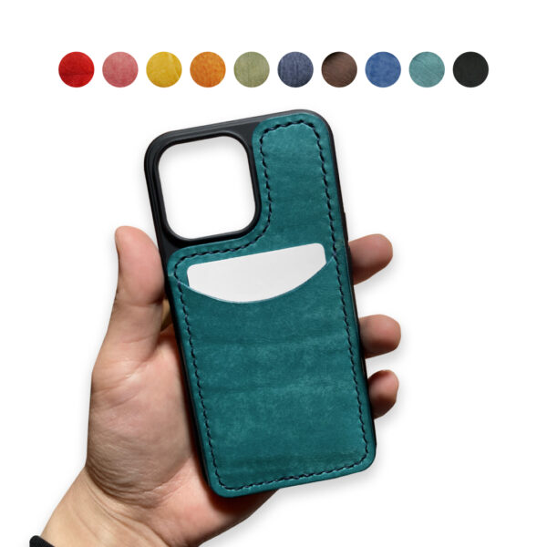 革のあるシンプルライフをご提案する手縫いのスクラッチレザーiPhoneカードケース　13など【Kohato-iC】