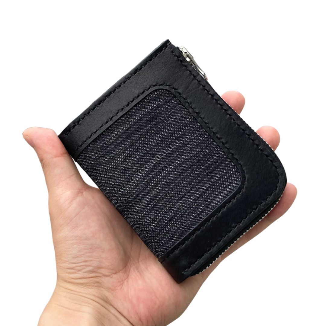 L字ファスナー財布 岡山デニムと国産本革 手縫いコンパクトウォレット メイン