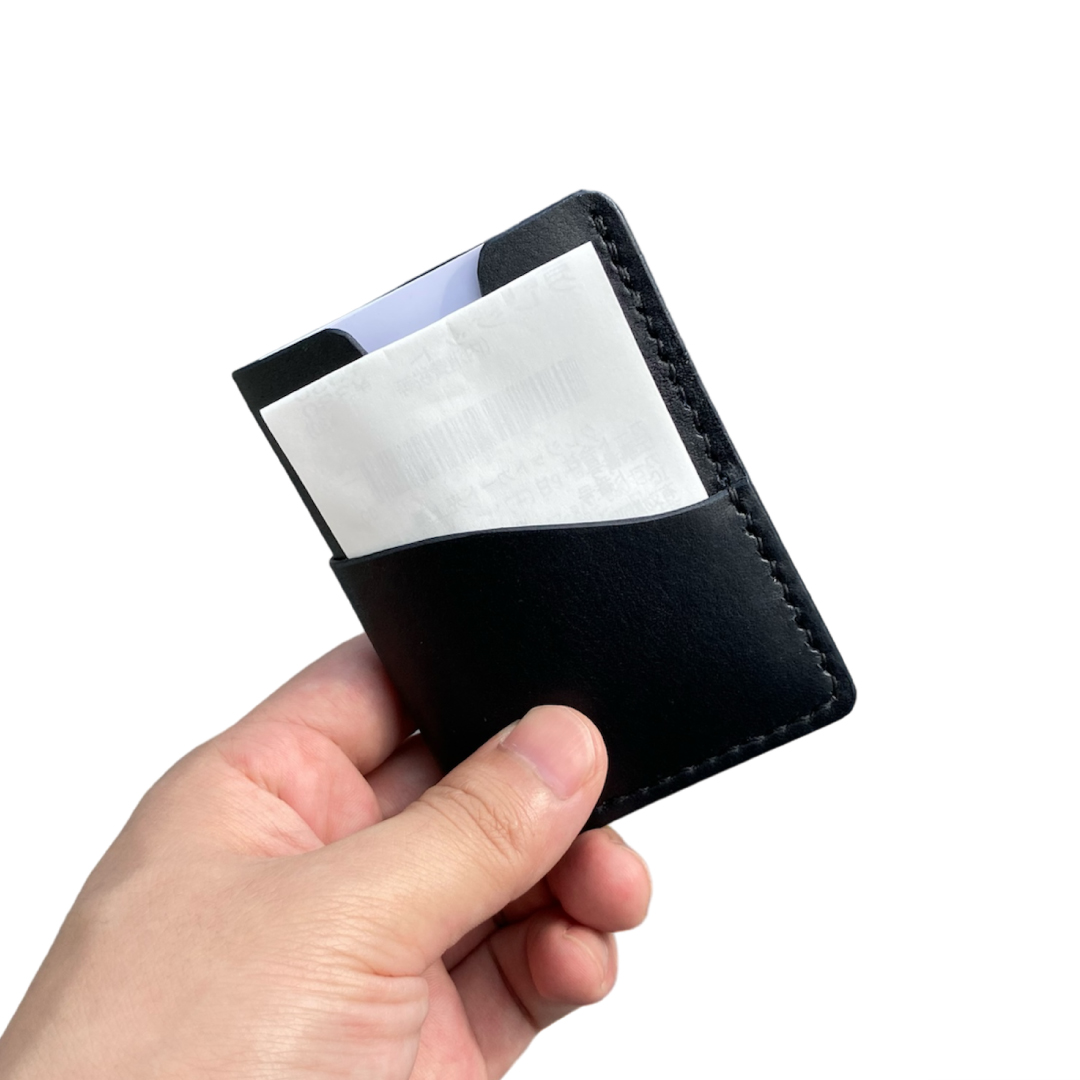 本革カードケース ミニマリスト向け 手縫いハンドメイド レシート収納
