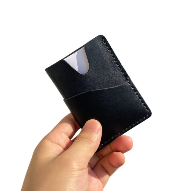カードケース 黒 ハンドメイド 一点物 leather-card-case-handmade-