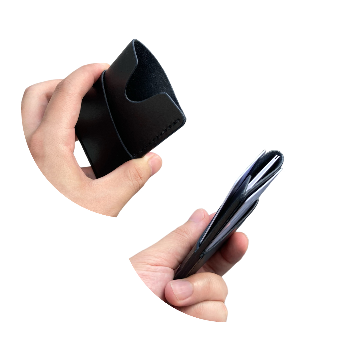 本革カードケース ミニマリスト向け 手縫いハンドメイド 側面