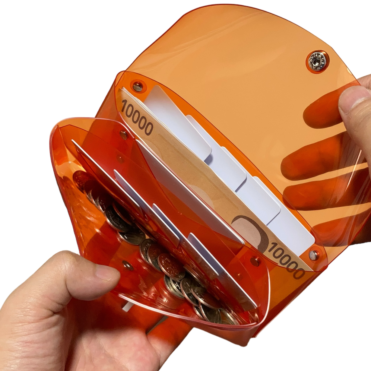 透明長財布 軽量防水 縫い目なしクリアロングウォレット メイン画像