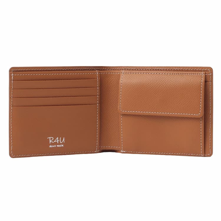 二つ折り財布(コインポケット付) フレンチグレインカーフ TAN｜R4Uより