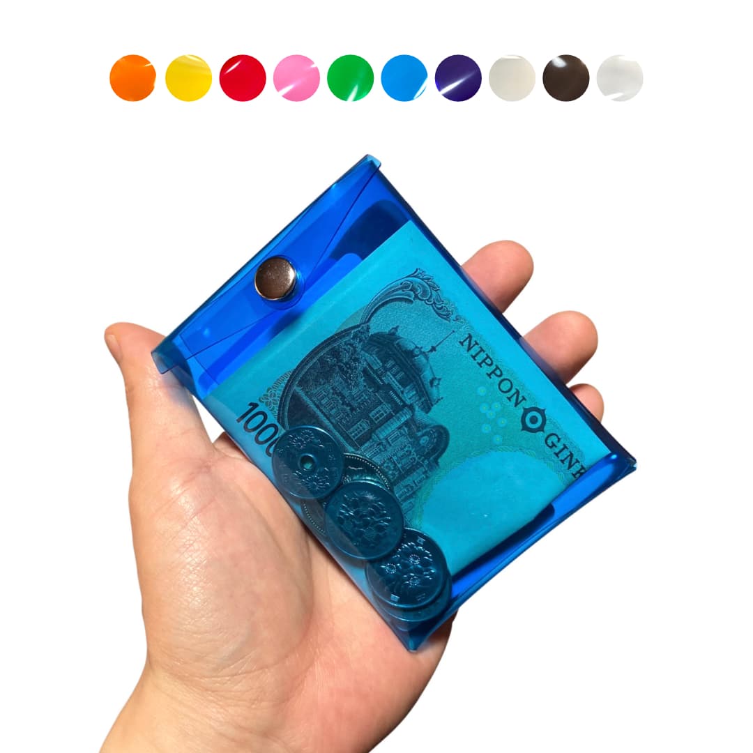 キャッシュレスクリアウォレット 透明財布 カードメイン お札二つ折り収納 シンプルデザイン メイン画像