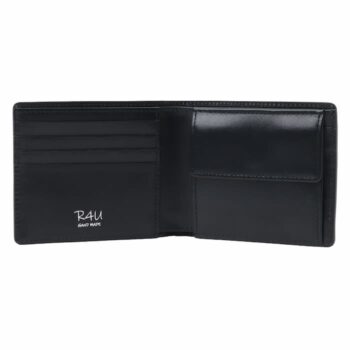 二つ折り財布(コインポケット付) フレンチボックスカーフ BLACK|R4Uより