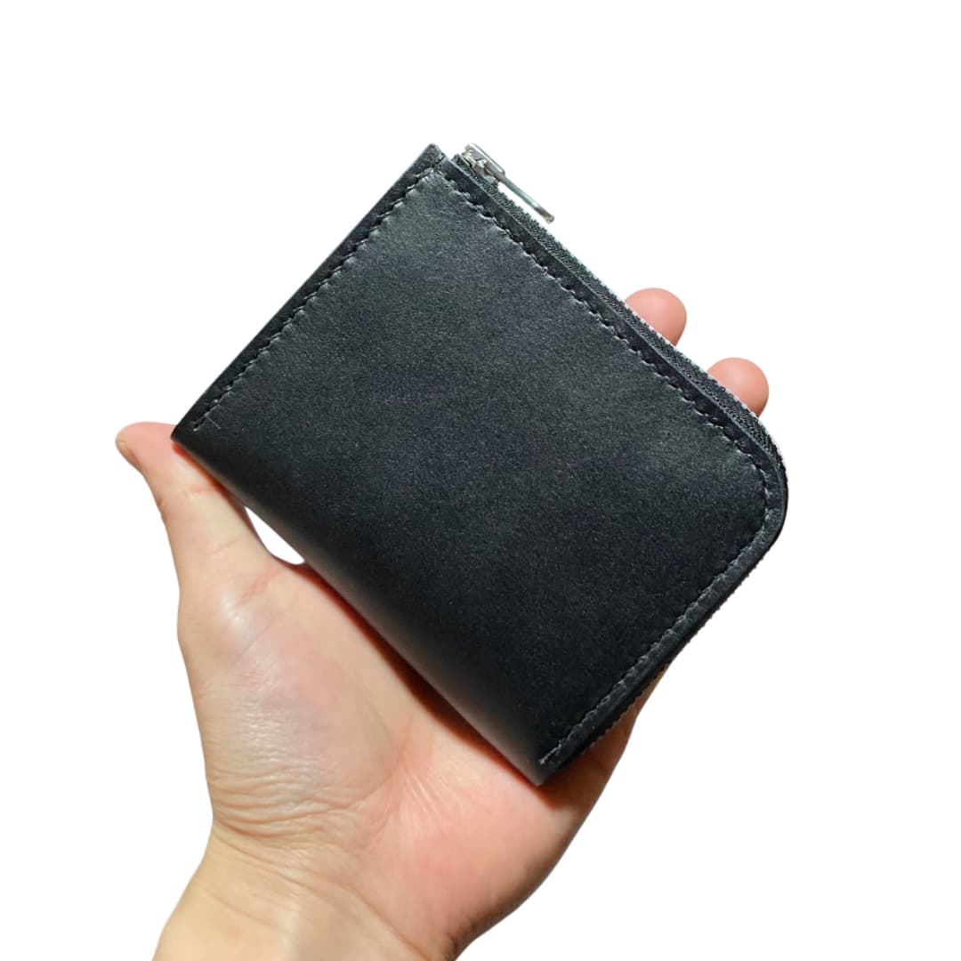 L字ファスナーコンパクト財布 国産オイルヌメ革 手縫い仕立て シンプルデザイン メイン画像