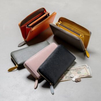 【改良版】ソフトシュリンクレザー バイカラー ラウンドファスナー 長財布|MURAより