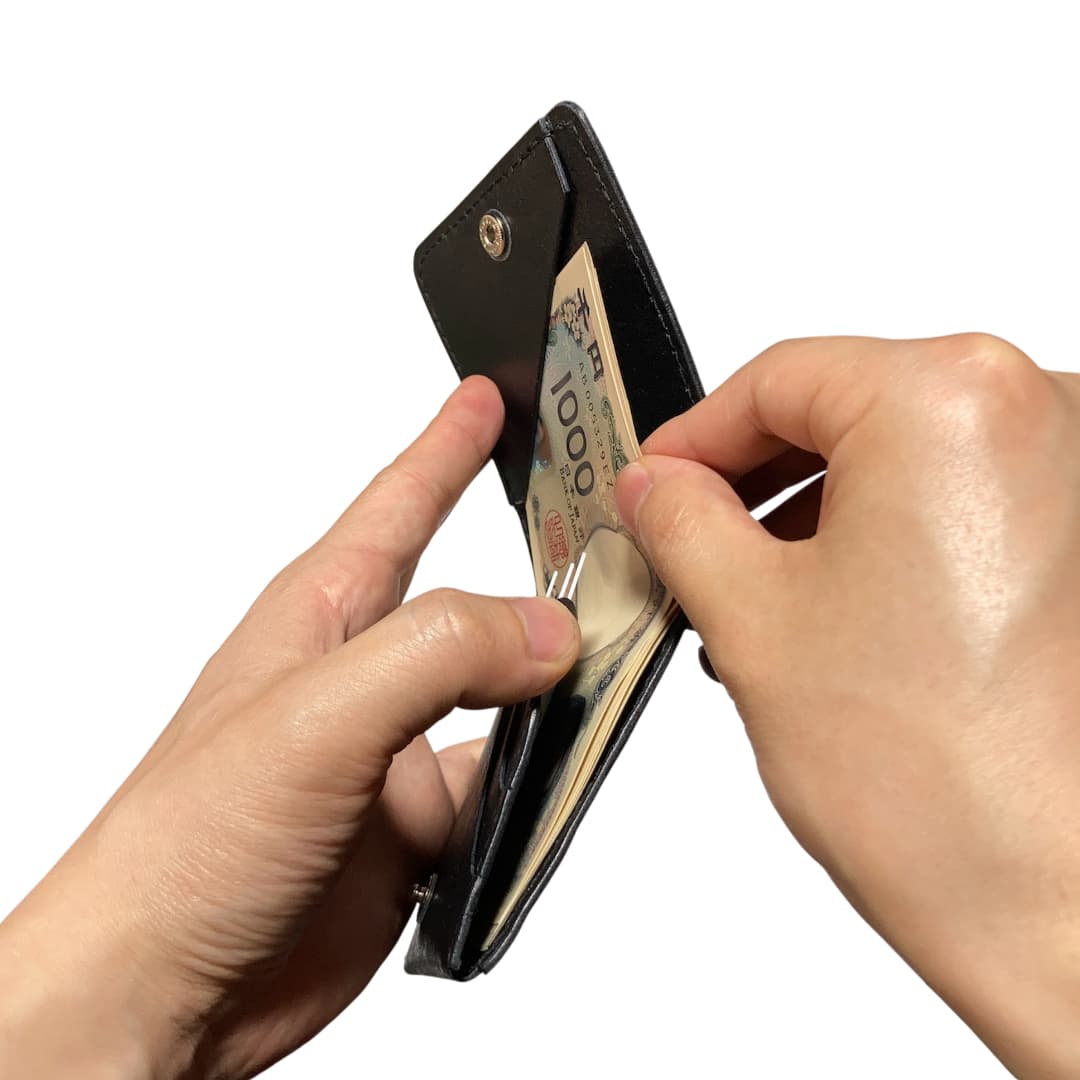 縦型二つ折り財布 薄型ミニマリスト財布 お札とカード専用 お札入れ