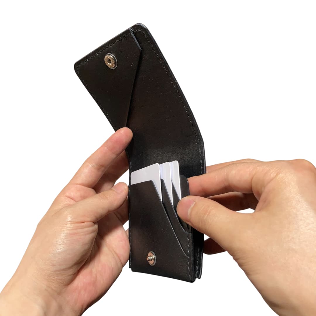 縦型二つ折り財布 薄型ミニマリスト財布 お札とカード専用 カードポケット