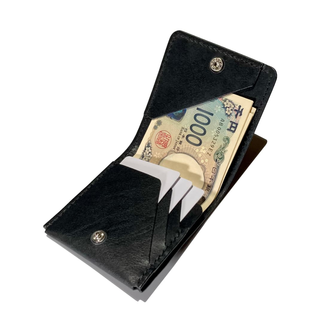 縦型二つ折り財布 薄型ミニマリスト財布 お札とカード専用 メイン画像