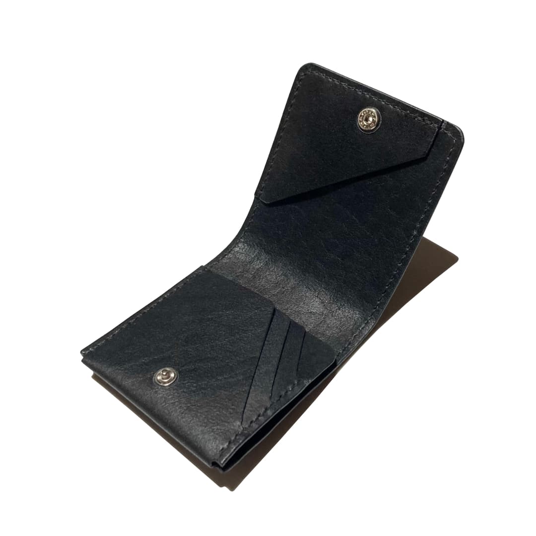 縦型二つ折り財布 薄型ミニマリスト財布 お札とカード専用 開いた状態