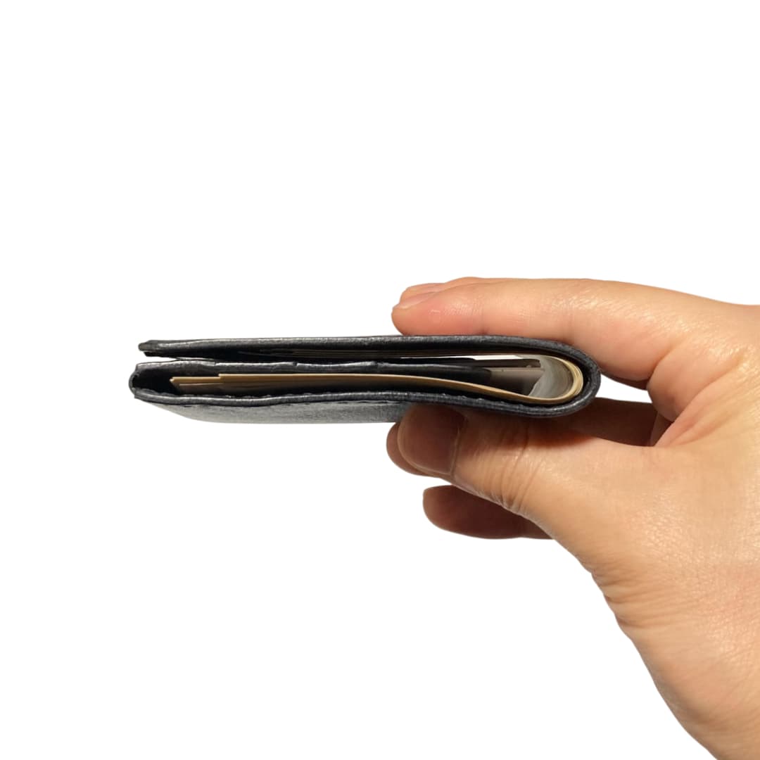 縦型二つ折り財布 薄型ミニマリスト財布 お札とカード専用 厚さ