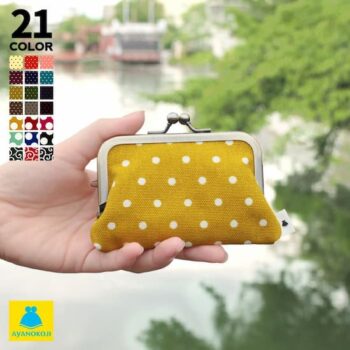 3.5寸がま口コインケース【帆布・唐草_水玉】|AYANOKOJIより