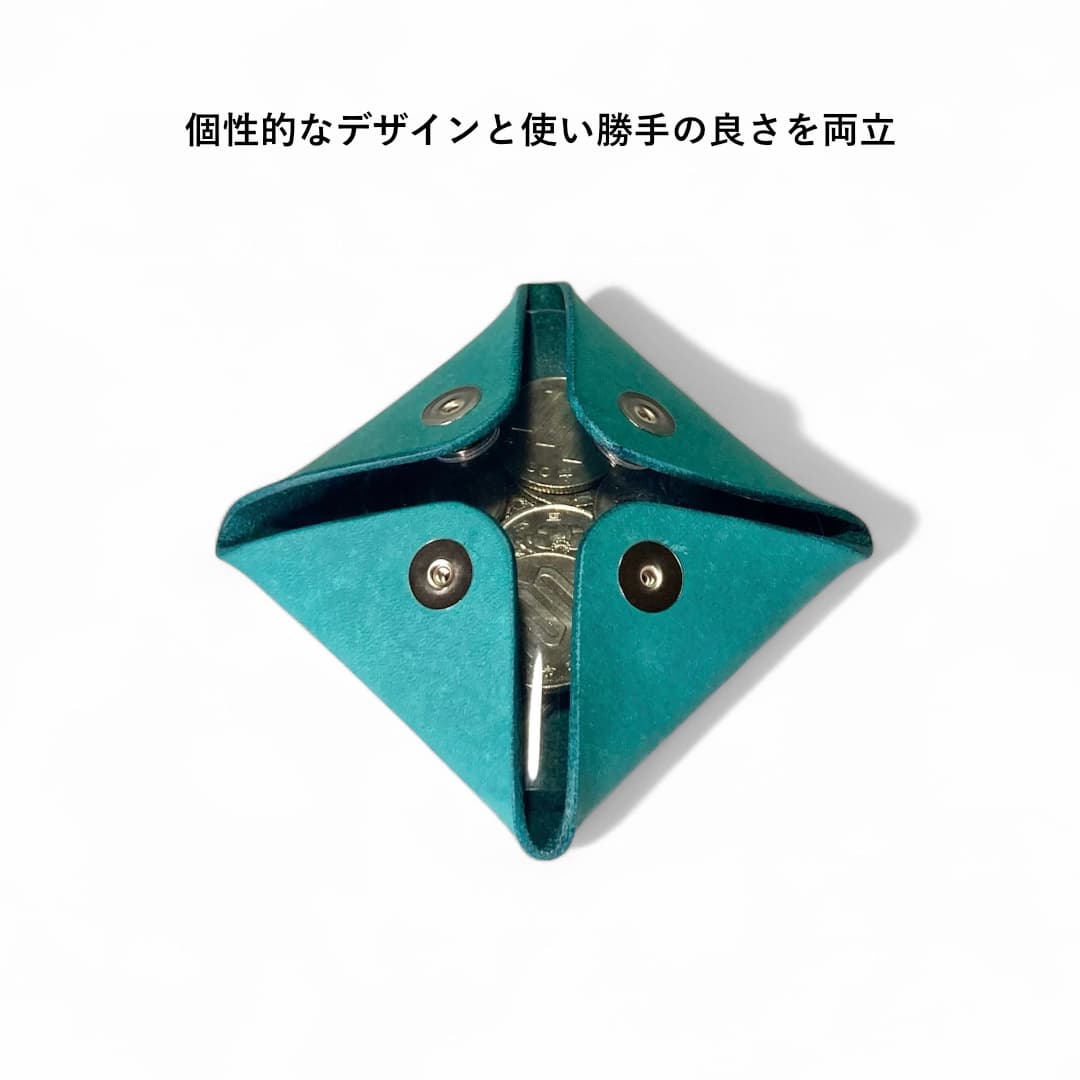 本革とクリアPVCのコインケース イタリア産マヤレザー使用のハンドメイド財布 平置き