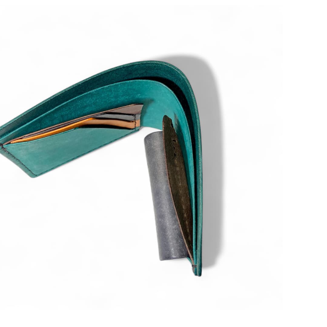 小銭入れありの二つ折り財布 ハンドメイド 財布の個人ブランド RYOTA MIYAGI