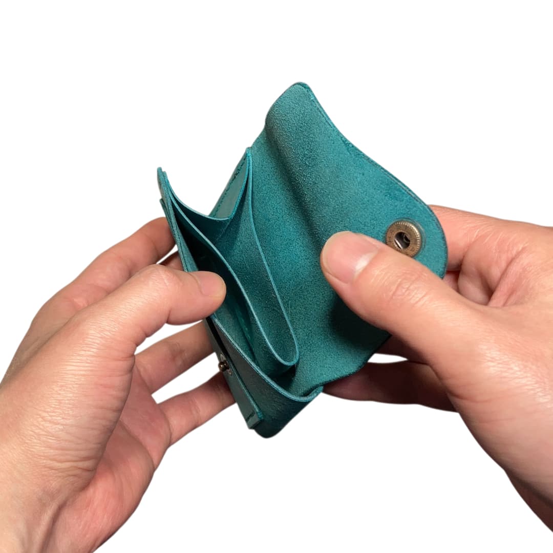 クロスフラップミニウォレット マヤ ターコイズブルー オープン