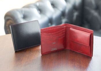 キプリス 二つ折り財布 コードバン ブラック レッド