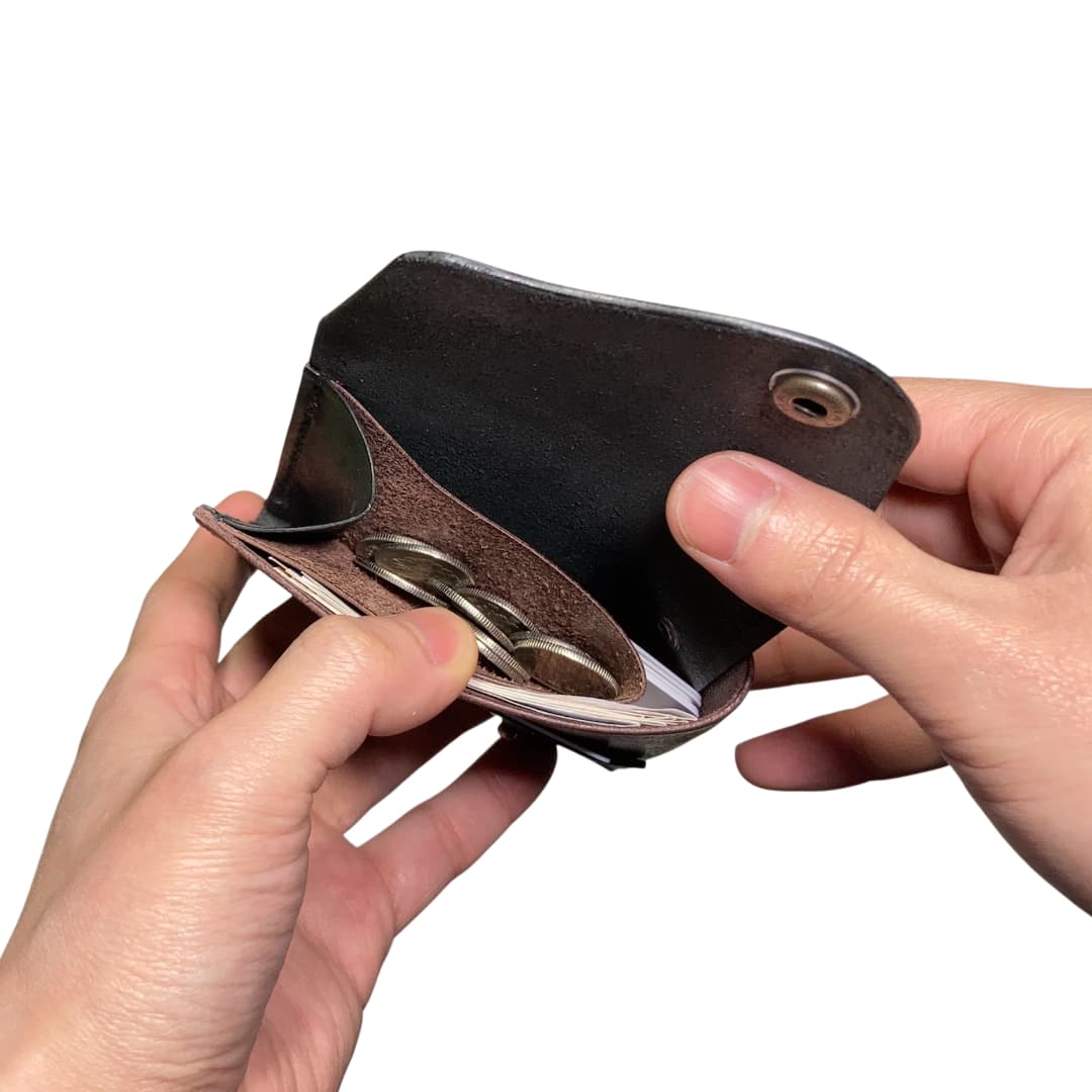 ブラック ブラウン クロスフラップミニウォレット コインポケット