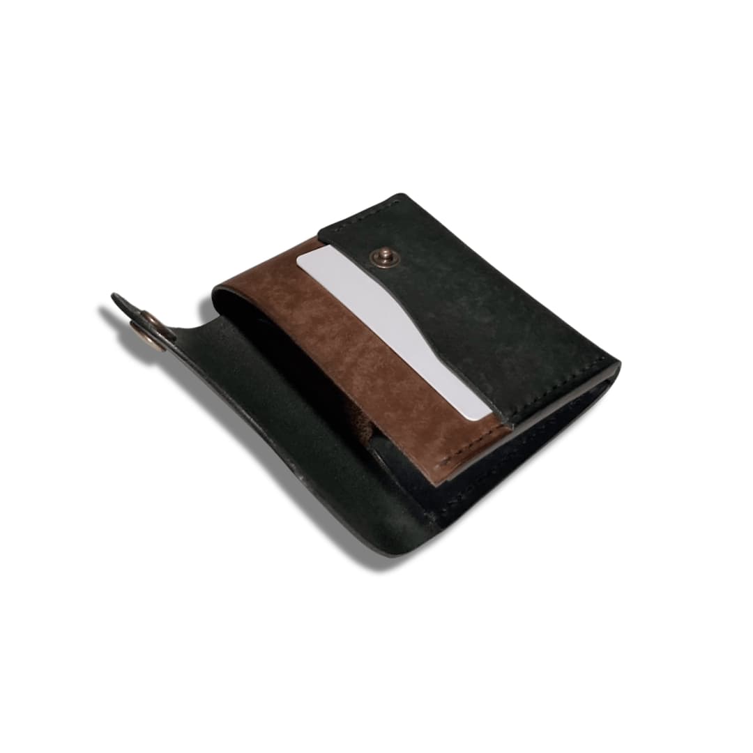 ブラック ブラウン クロスフラップミニウォレット フラット