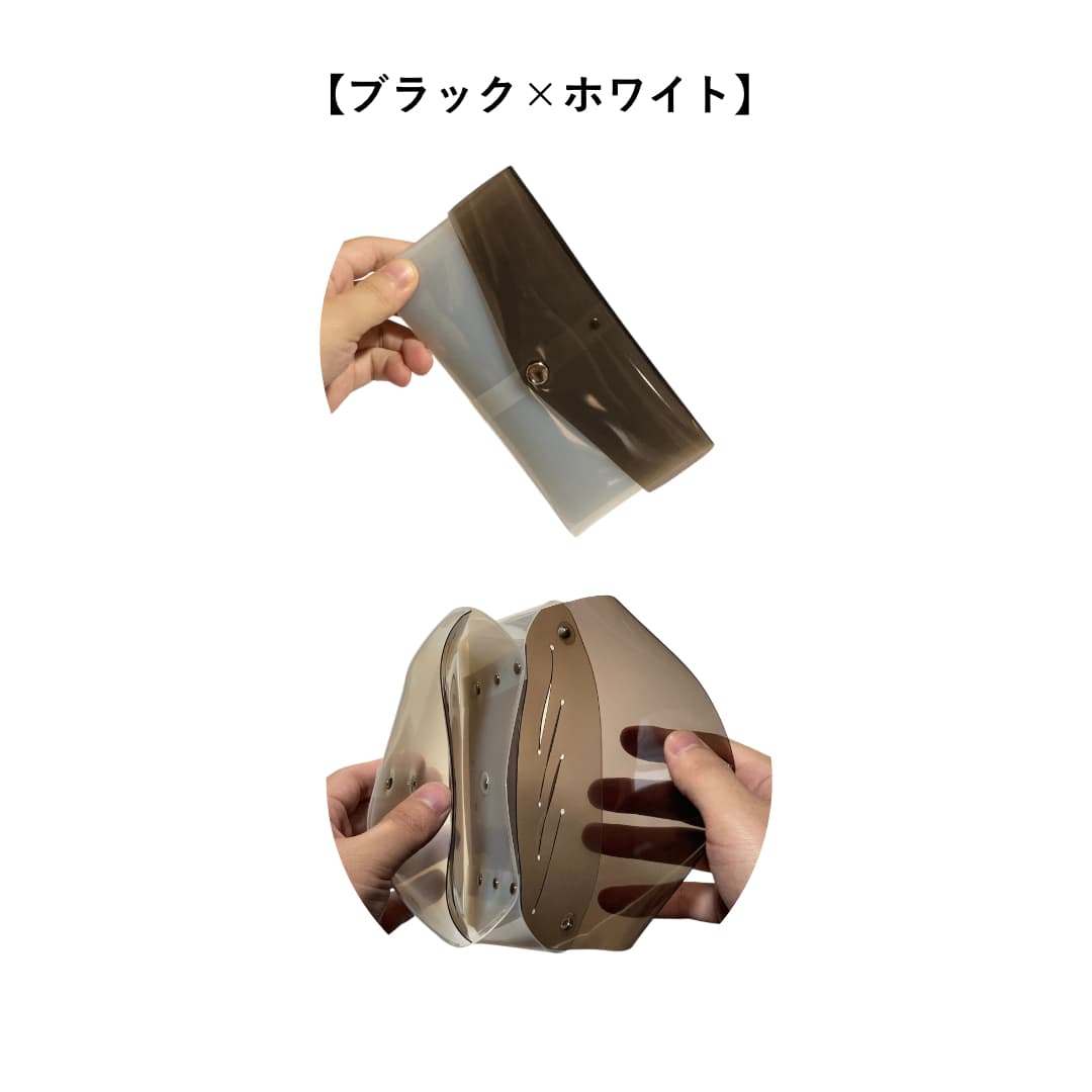 2トーンカラーのクリアロングウォレット カラー ブラック ホワイト